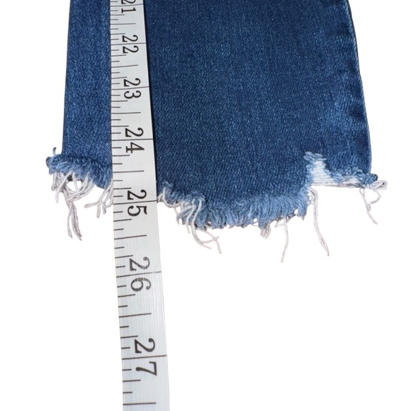 Kancan Women’s 28X 24 Frayed High Waist Dark Wash Stretch Whiskering  Blue Denim - Picture 9 of 10
